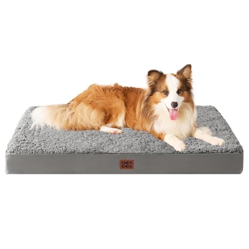 Orthopedic Dog Bed Extra Large with Removable Washable Cover (41*27*3.5 inches / Light Grey)