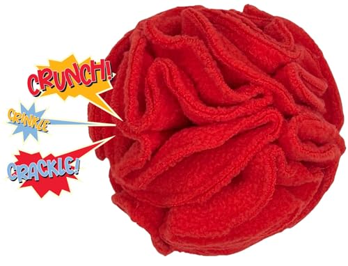 Puppy Small Breed Snuffle Dog Puzzle Ball Toy Red with Crinkle (Red / Small)
