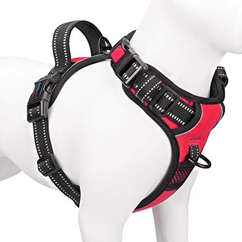 No Pull Dog Harnesses for Small Dogs Reflective Adjustable (Small / Red)