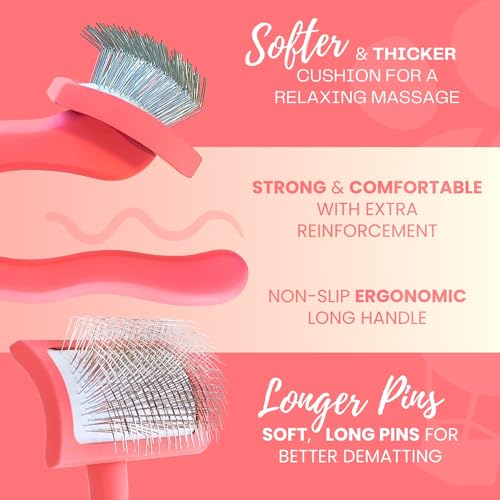 Slicker Brush for Dogs (Coral / Flat Medium)