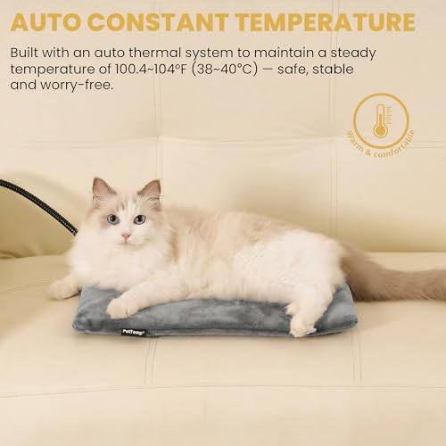 Pet Heating Pad for Cats Dogs Indoor & Sheltered Outdoor Waterproof Heated Cat Bed Heated Dog Bed Chew Resistant Cord Constant Temperature Electric Warming (Grey / Small: 16" x 13" x 1.3")