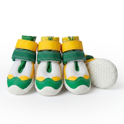 365 Dog Shoes (Green Yellow / Size 3: 2"x2.36"(W*L) (Pack of 4))