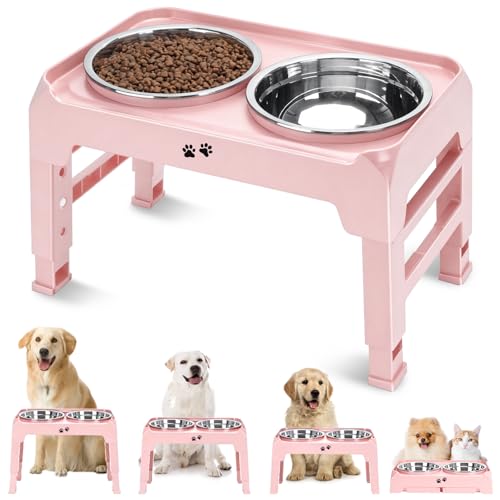 Elevated Dog Bowls (Pink / 8" for Medium Dogs)