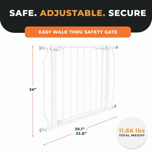 Easy Walk Thru Baby Safety Gate (36-inch Tall, White)