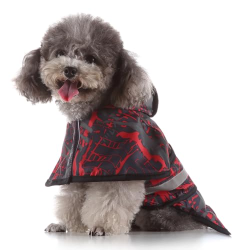 Dog Raincoat Hooded Reflective Waterproof Slicker Poncho (Camouflage Red / 4XL(44-55 pound))