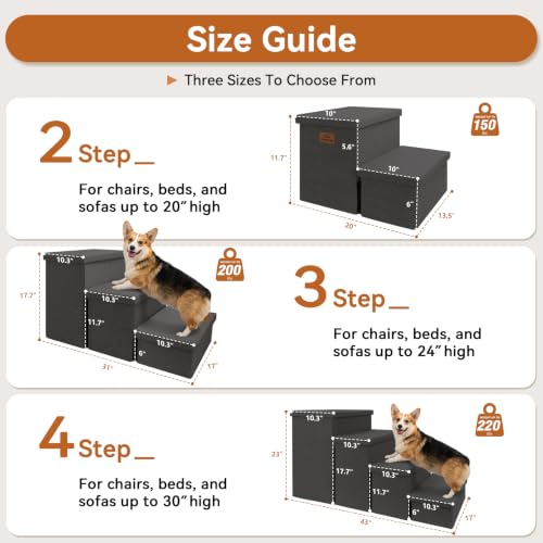 Dog Stairs with Storage (Dark Grey No Condo / 4)