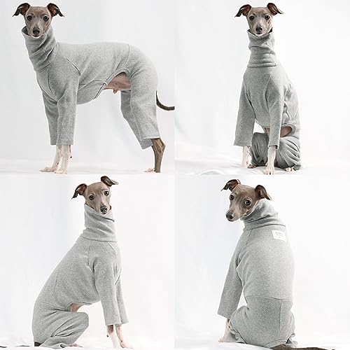 D Doggy Star Italian Greyhound Clothes Stretchable Onesie Whippet for Dog (2XL / Ribbed Grey)