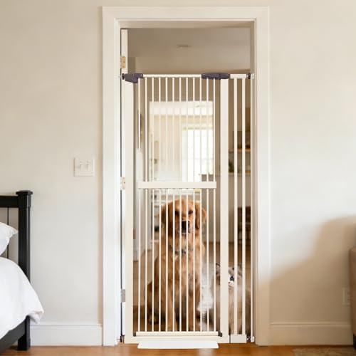 61.02" Extra Tall Pet Gate for Cat Dog 30.12" (61.02" H-cream / 30.12"-38.38" W)