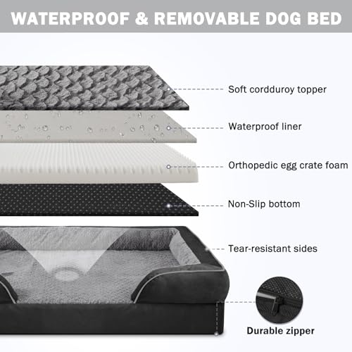 Orthopedic Medium Dog Dogs (M (28"x 23"x 6.5") / Black)