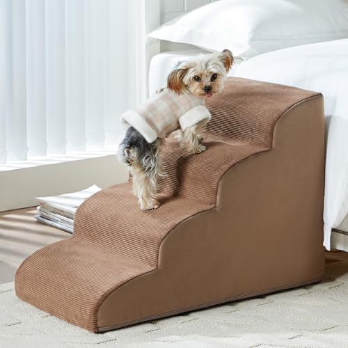 Dog Stairs for Bed (Fleece Brown)