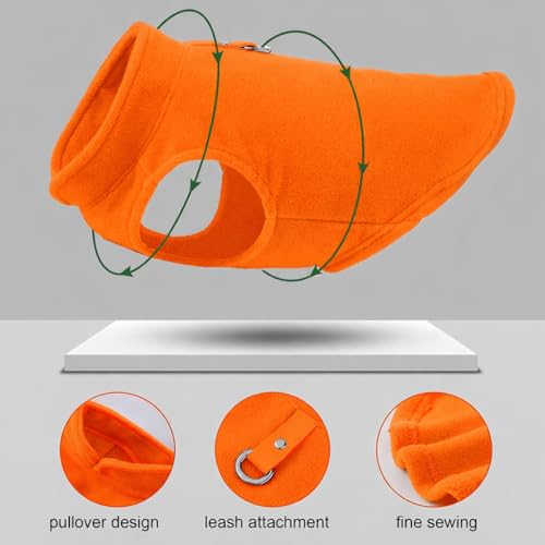 Dog Fleece Vest Sweater with Leash Ring (S (4-6lbs) / Orange)