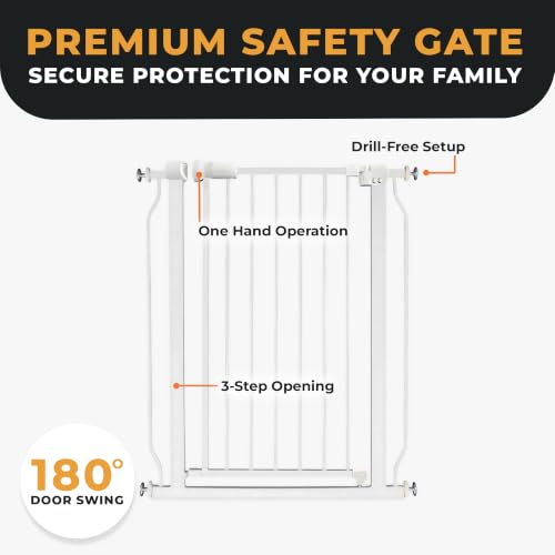 Easy Walk Thru Baby Safety Gate (36-inch Tall, White)
