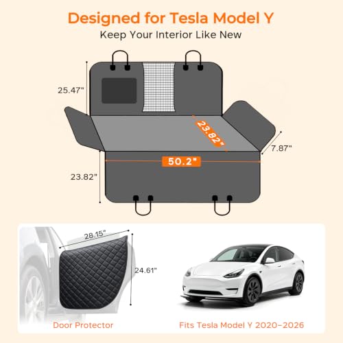 Hard Bottom Dog Back Seat Extender (Black / S - For Tesla Model Y)