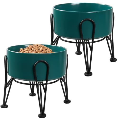 Elevated Dog Bowls (Green / 3.6 Cups | 2 Pack | For Medium Dogs)