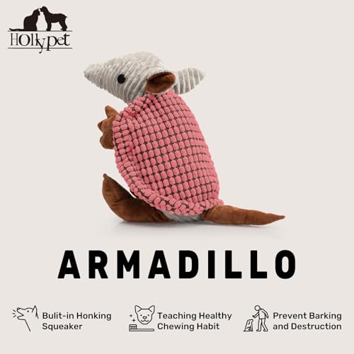 Armadillo Squeaky Dog Toys for Medium Large Dogs (14 IN / Bright Pink)