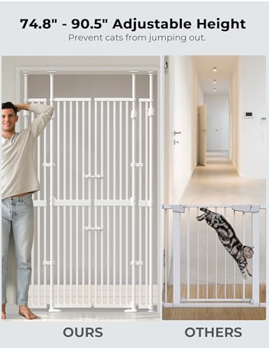 Extra Tall Cat Gate for Doorway (74.8"-90.5" H x 30.3"-47.2" W)