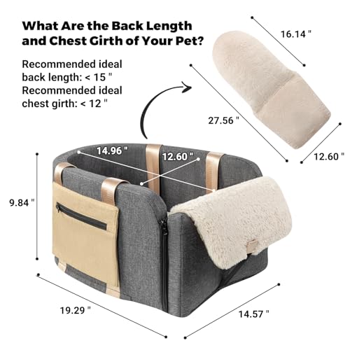 Center Console Dog Car Seat for Dogs to 18lbs