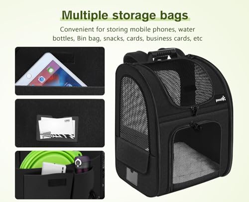 Cat Backpack Breathable (Black / 12.6"L x 10.2"W x 16.5"H)