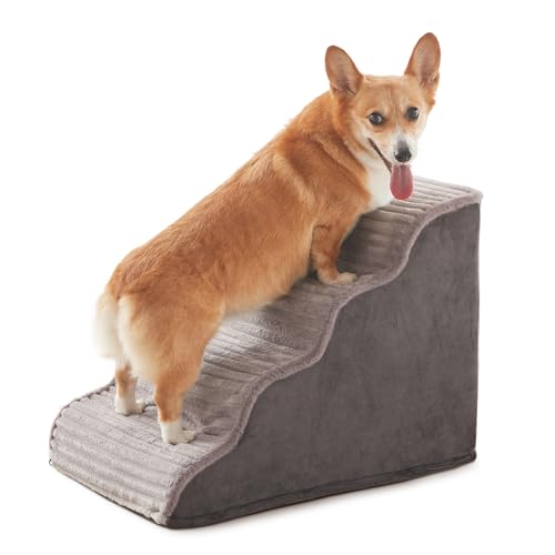 Dog Stairs for Small Dogs and Cats 18" H (Grey / Standard 4 Step-18.0"H)