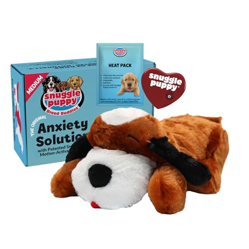 Snuggle Puppy Heartbeat Dog Toy for Puppies (Brown & White / 1 Count (Pack of 1))
