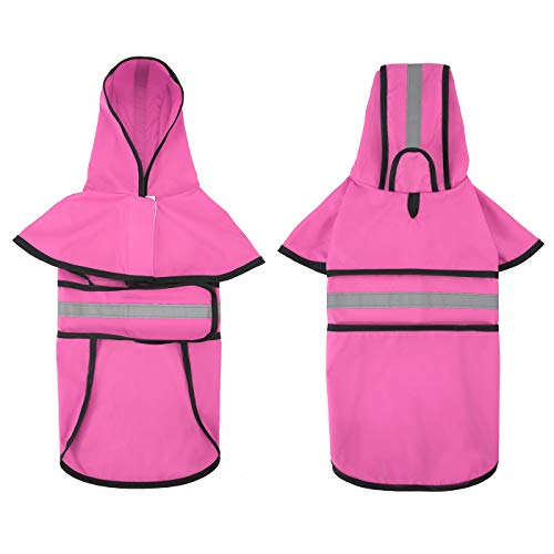 Dog Raincoat with Hood & Leash Hole S (Medium / Pink)