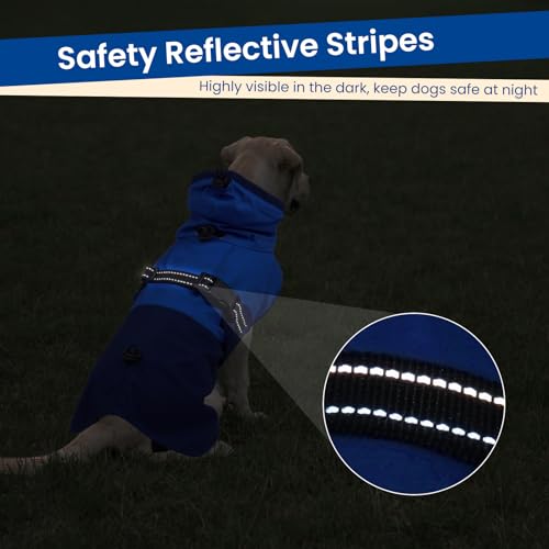 Dog Raincoat Waterproof Rain Jacket with Hood (XXXL(Back Length26.7") / Blue)