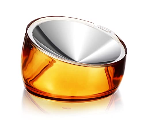 Pet Oblik Whisker Fatigue Cat Food Bowl Raised Stainless Steel Shallow Dish (Gold / 0.5 Cups Shallow Dish)