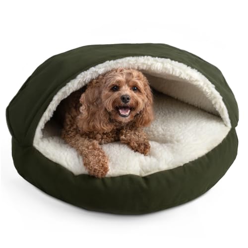 Cozy Cave Dog Bed (25.0"L x 25.0"W x 8.0"Th / Olive)