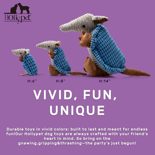 Armadillo Squeaky Dog Toys for Medium Large Dogs (14 IN / Blue)