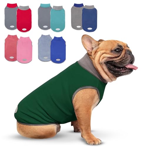 2 Pack Fleece Dog Sweater Pullover Lightweight Reflective Jacket (X-Large / Green & Grey)