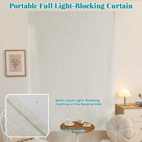 100% Blackout Adhesive Blackout Curtains (52"W x 84"L (Pack of 1) / Light Beige)