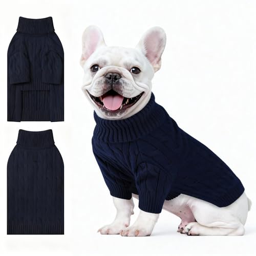 Small Dog Thermal Pullover Sweater (Navy(Order One Size Up) / Large)