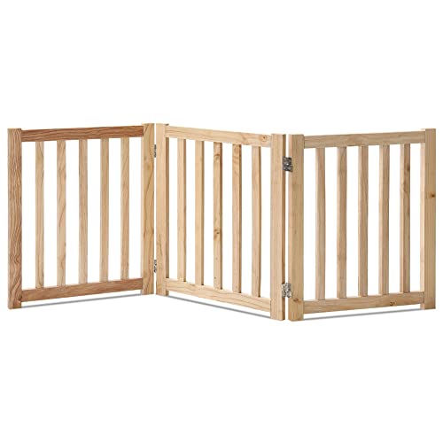 Wooden Free Standing Dog Gate 60" W x 24" H (Natural / 60"W x 24"H)