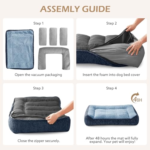 XL Orthopedic Dog Bed for Large Dogs (XL Plus(45"L x 32"W x 9.5"Th) / Blue)