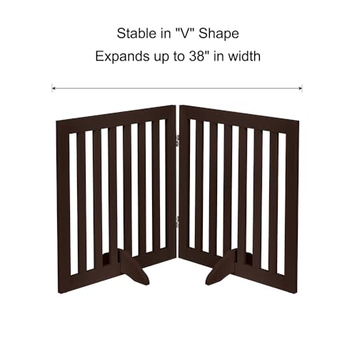 24”H Free Standing Pet Gate for Dog Cat (Espresso / 40"W×24"H)