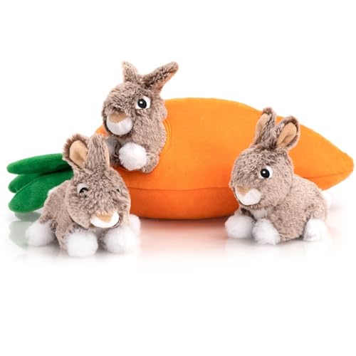 Squeaky Hide and Seek Dog Toys for Small and Medium Dogs (Rabbit)