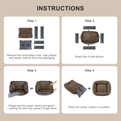 Dog Bed for Small Medium Dog (Coffee / M (25"x21"x7"))