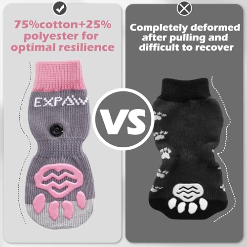 6PCS Anti Slip Dog Socks to Prevent Licking Paws (X-small (6 Count) / Pink and Grey)