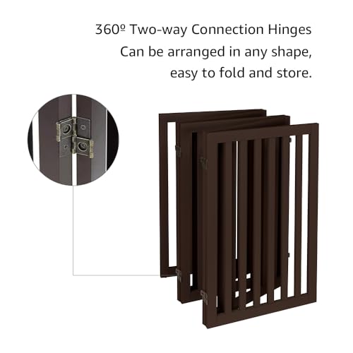 36”H Free Standing Pet Gate for Dog Cat (Espresso / 100"W×36"H)