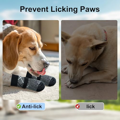 6PCS Dog Socks to Prevent Licking Paws for Hot (Grey / M(Pack of 6))