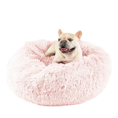 26in Covered Medium Dog Bed with Blanket Attached Calming Burrow Pink (26.0"L x 26.0"W x 9.0"Th / Pink)
