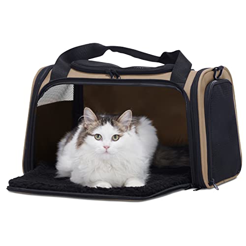 Pet Carrier for Cat (17.0"L x 10.3"W x 10.3"H / Khaki)