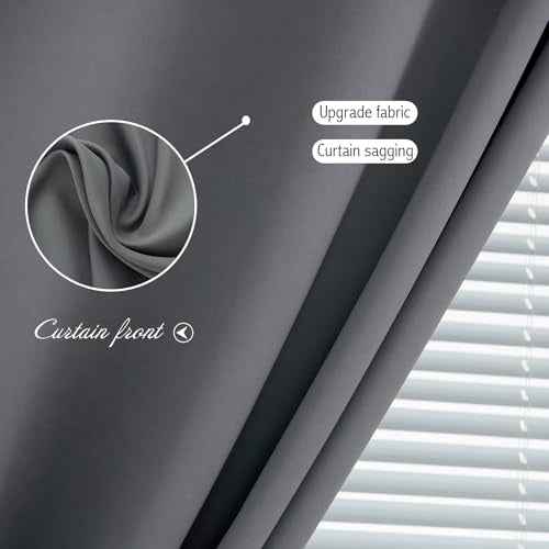 Magic Tape Stick On Curtains Window Shades Pull Down Blackout Window Cover Blackout Curtains for Bedroom No Drillng Self Adhesive Curtains No Rod Small Window (35"W x 59"L (Pack of 2) / Grey)