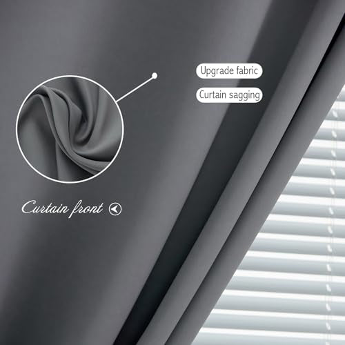 Blackout Curtains with Self Adhesive Tape No Rod No Drill Easy Install Window Cover for Bedroom Kitchen Dorm 34" W X 79" L Grey 1 Panel (34"W x 79"L (Pack of 1) / Grey)