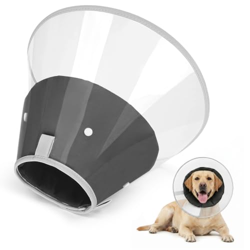 Dog Cone Collar with Soft Liner to Stop Licking (Matte Black / S(Depth: 7.3, Girth: 11.5-12.5 ))