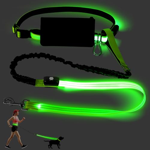 Light Up Waist Leash for Dog Walking (Green)