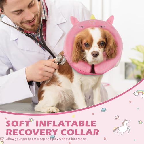 Inflatable Recovery Dog Collar (Unicorn / Large + (Neck:18''-20''))