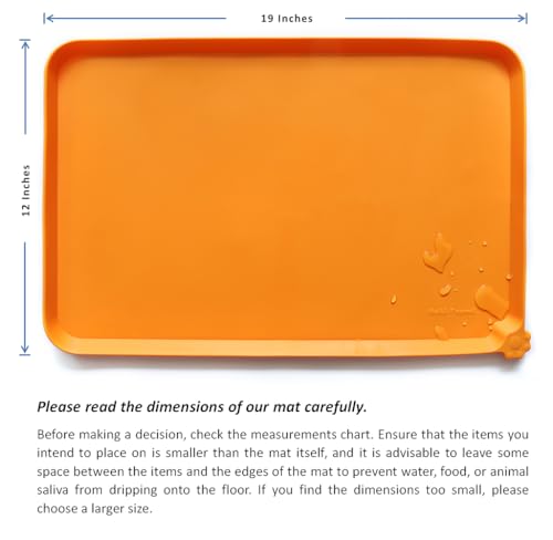 Silicone Non Slip Pet Feeding Mats (19" x 12" / Orange)