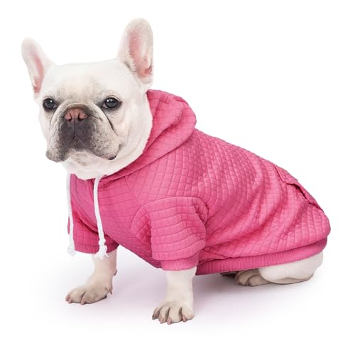 2 Pack Dog Hoodie Sweaters for Small Medium Dogs Warm Dog Clothes for Large Dogs Soft Waffle (Pink+Rose / L (Back: 19",Chest: 28", 44-55lbs))