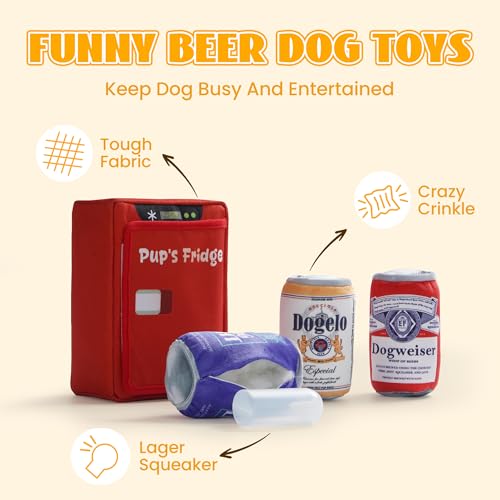 Squeaky Beer Dog Toys with a Fridge (Beer)